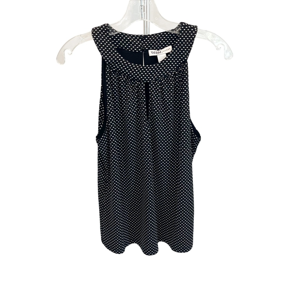 NEW‎ White House Black Market Black White Polka Dot Halter Top Keyhole - Medium